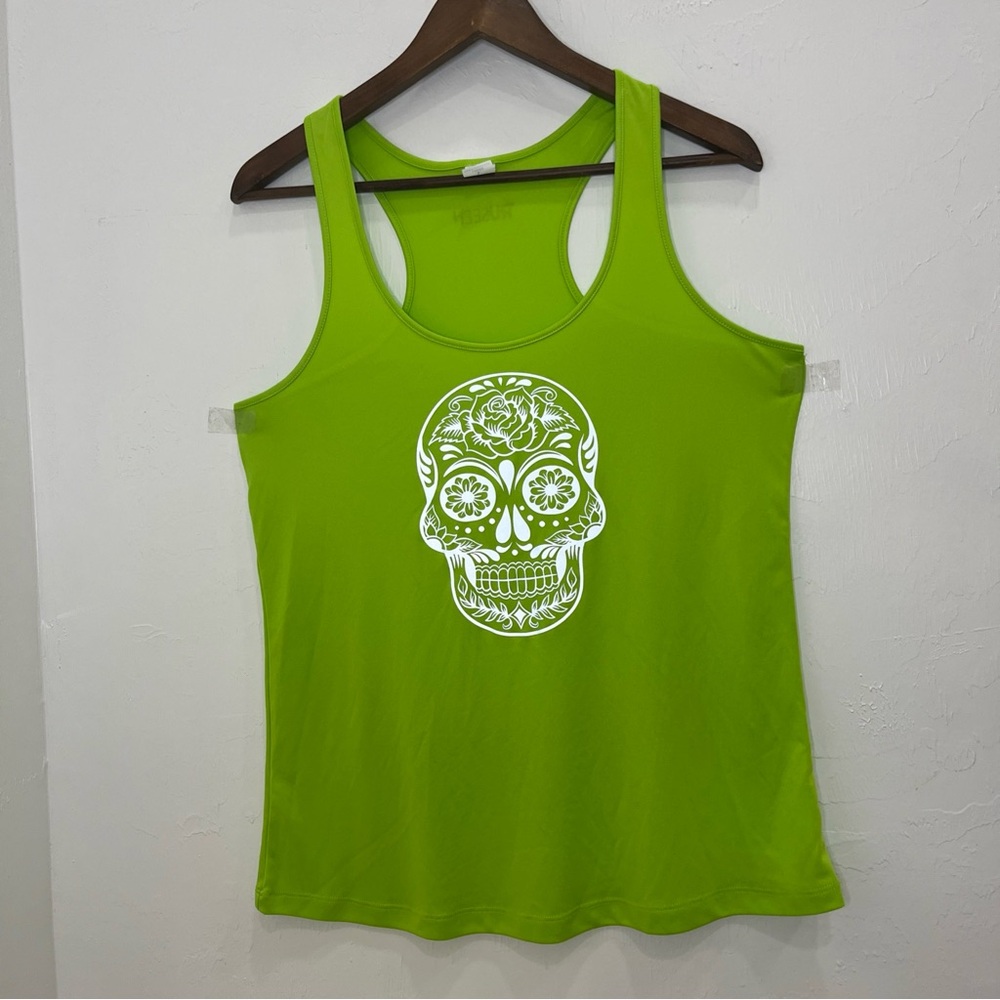 Sport-Tek Russen‎ Women's Reflective Tank Top- Calavera Lime Green Size L
